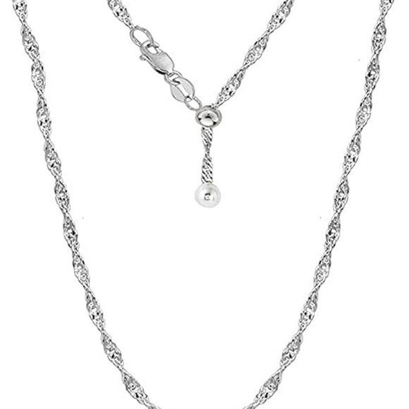 Elegant Italian 925 Sterling Silver Chain Necklace with Bolo Lock - 14-24 Inches